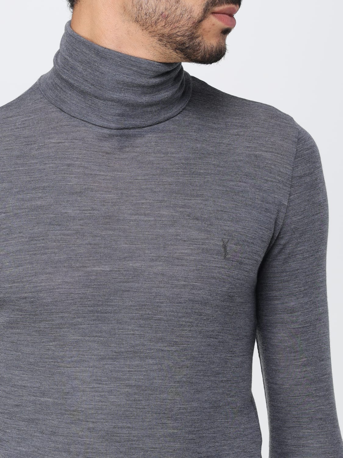 SAINT LAURENT SWEATER: Saint Laurent sweater in virgin wool blend, Grey - Img 5