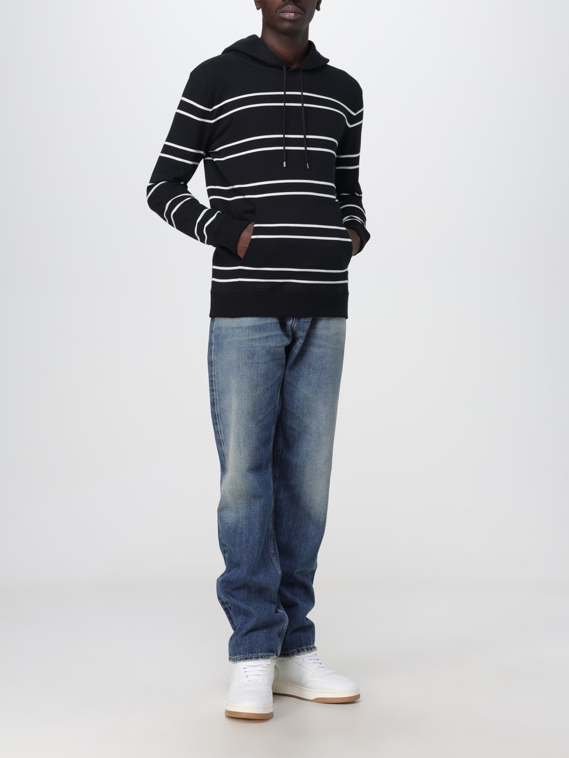 SAINT LAURENT SWEATSHIRT: Saint Laurent sweatshirt in striped cotton, Black - Img 2