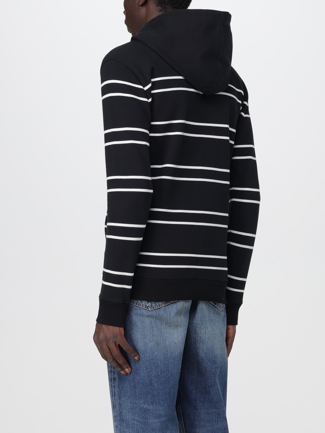 SAINT LAURENT SWEATSHIRT: Saint Laurent sweatshirt in striped cotton, Black - Img 3