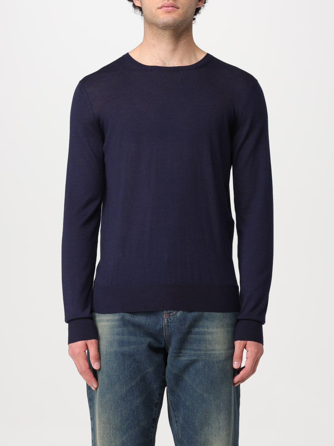 SAINT LAURENT SWEATER: Saint Laurent sweater in wool and cashmere blend, Blue - Img 1