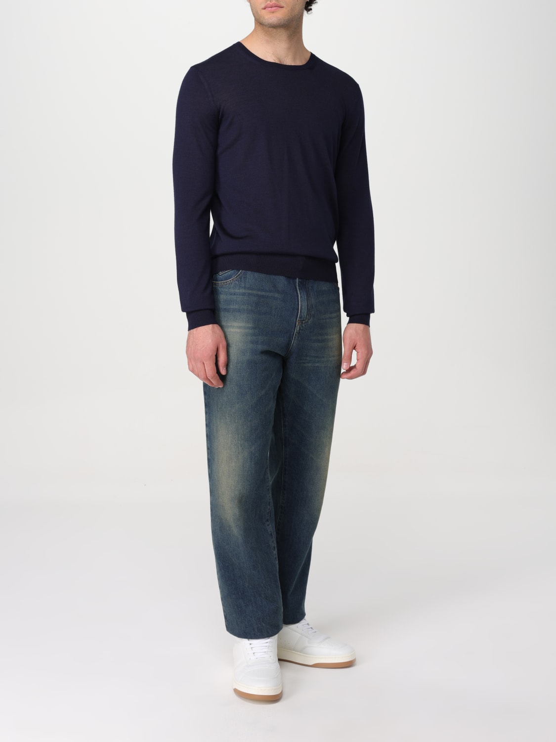 SAINT LAURENT SWEATER: Saint Laurent sweater in wool and cashmere blend, Blue - Img 2