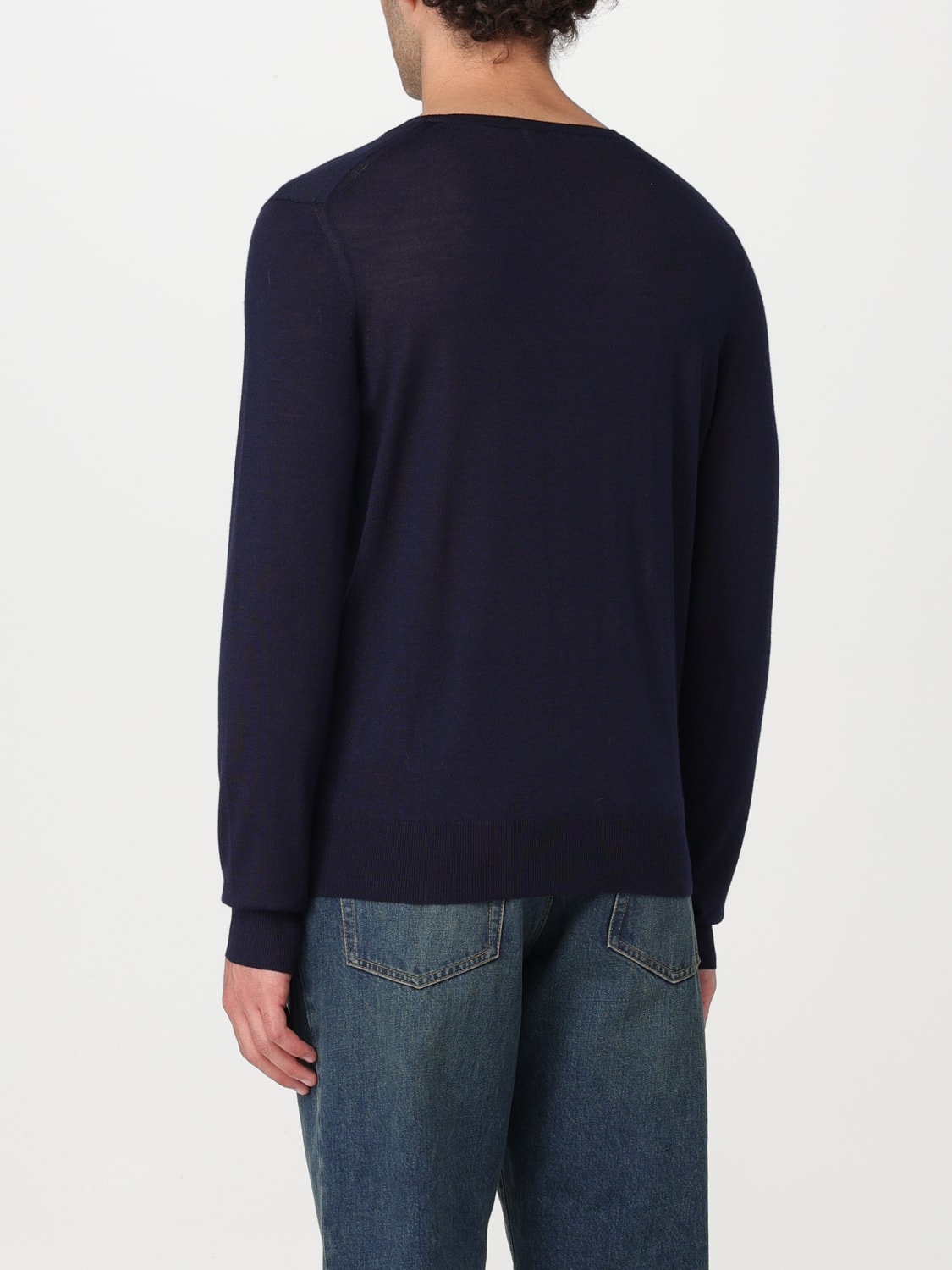 SAINT LAURENT SWEATER: Saint Laurent sweater in wool and cashmere blend, Blue - Img 3