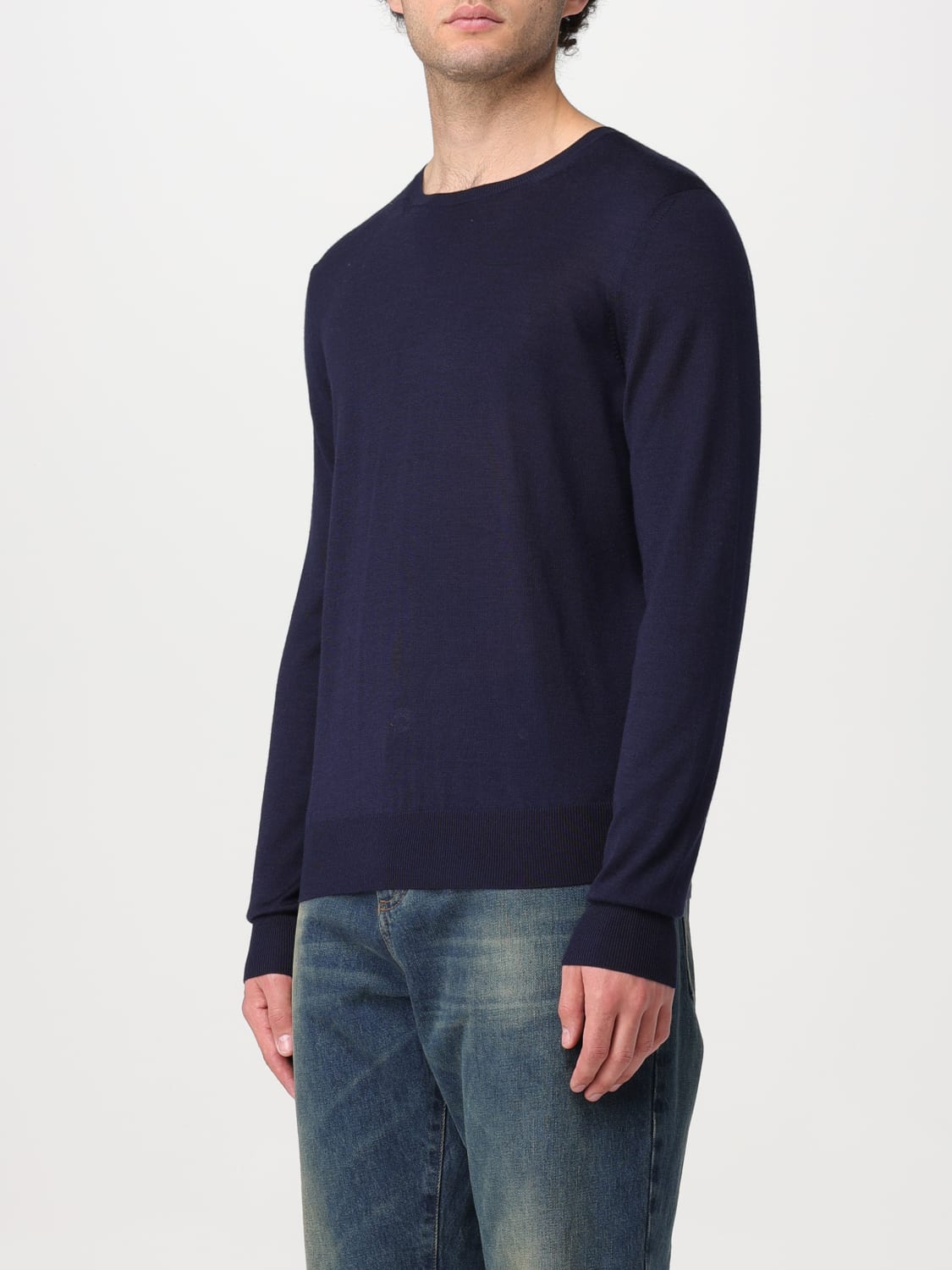 SAINT LAURENT SWEATER: Saint Laurent sweater in wool and cashmere blend, Blue - Img 4