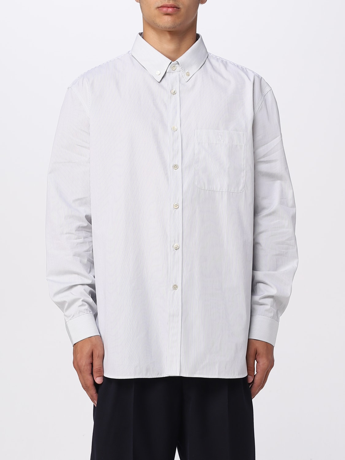 SAINT LAURENT SHIRT: Saint Laurent shirt in striped cotton, White - Img 1