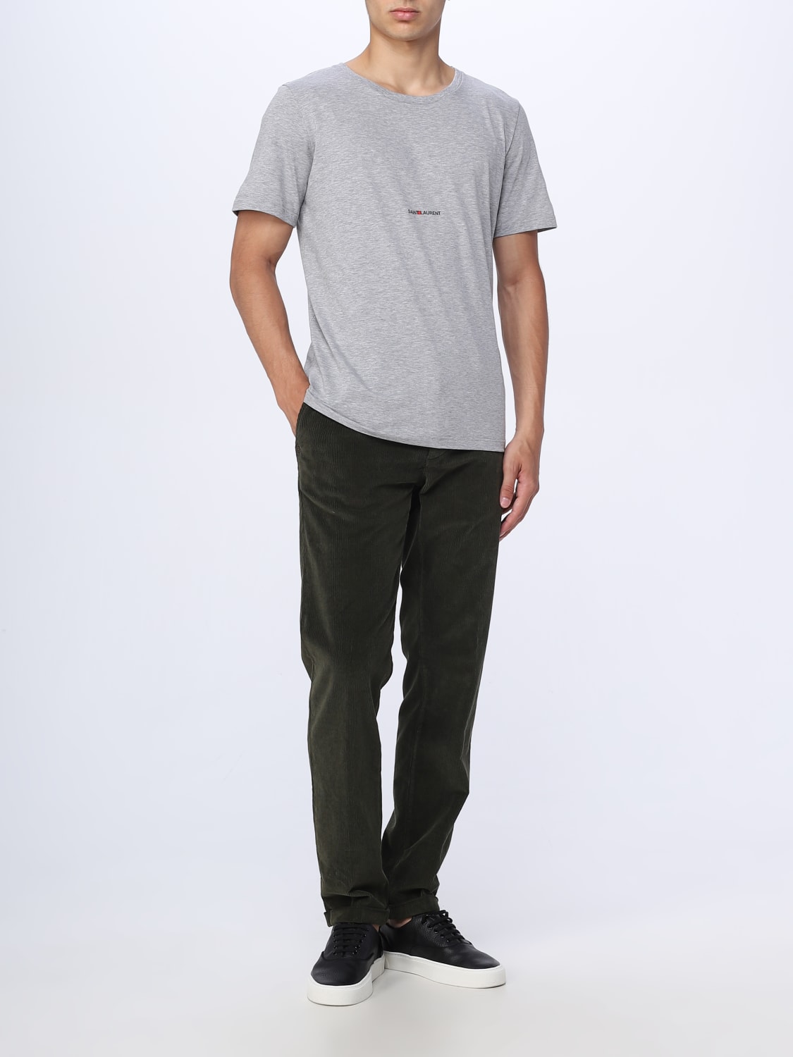 SAINT LAURENT T-SHIRT: Saint Laurent cotton t-shirt, Grey - Img 2