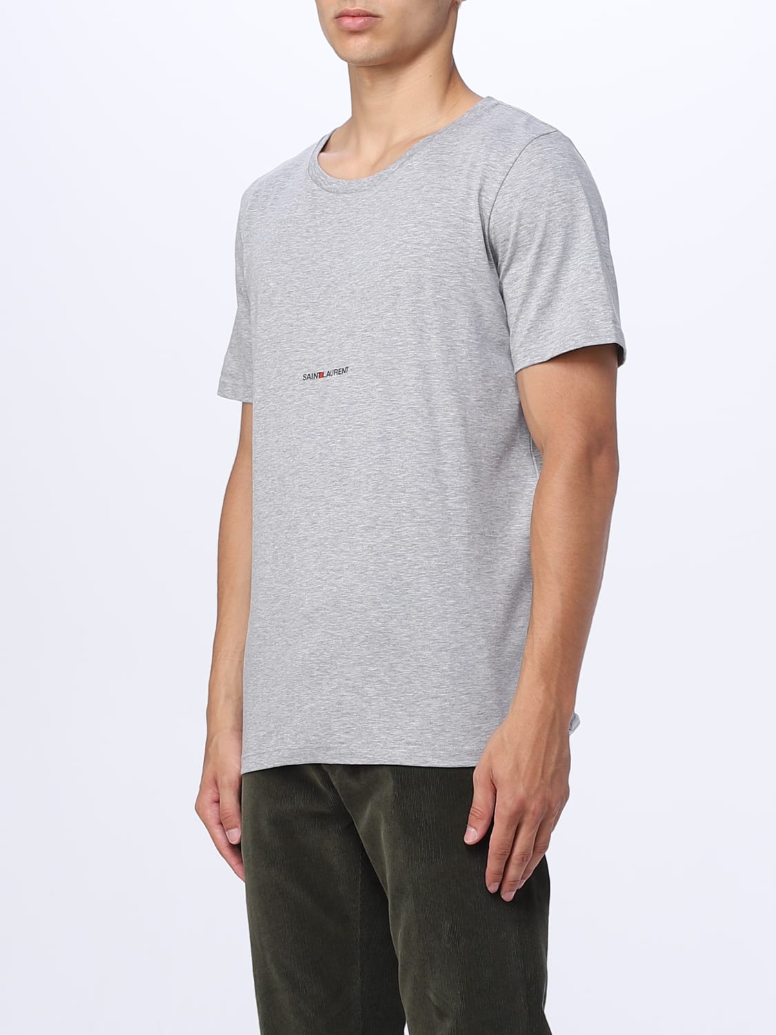 SAINT LAURENT T-SHIRT: Saint Laurent cotton t-shirt, Grey - Img 4