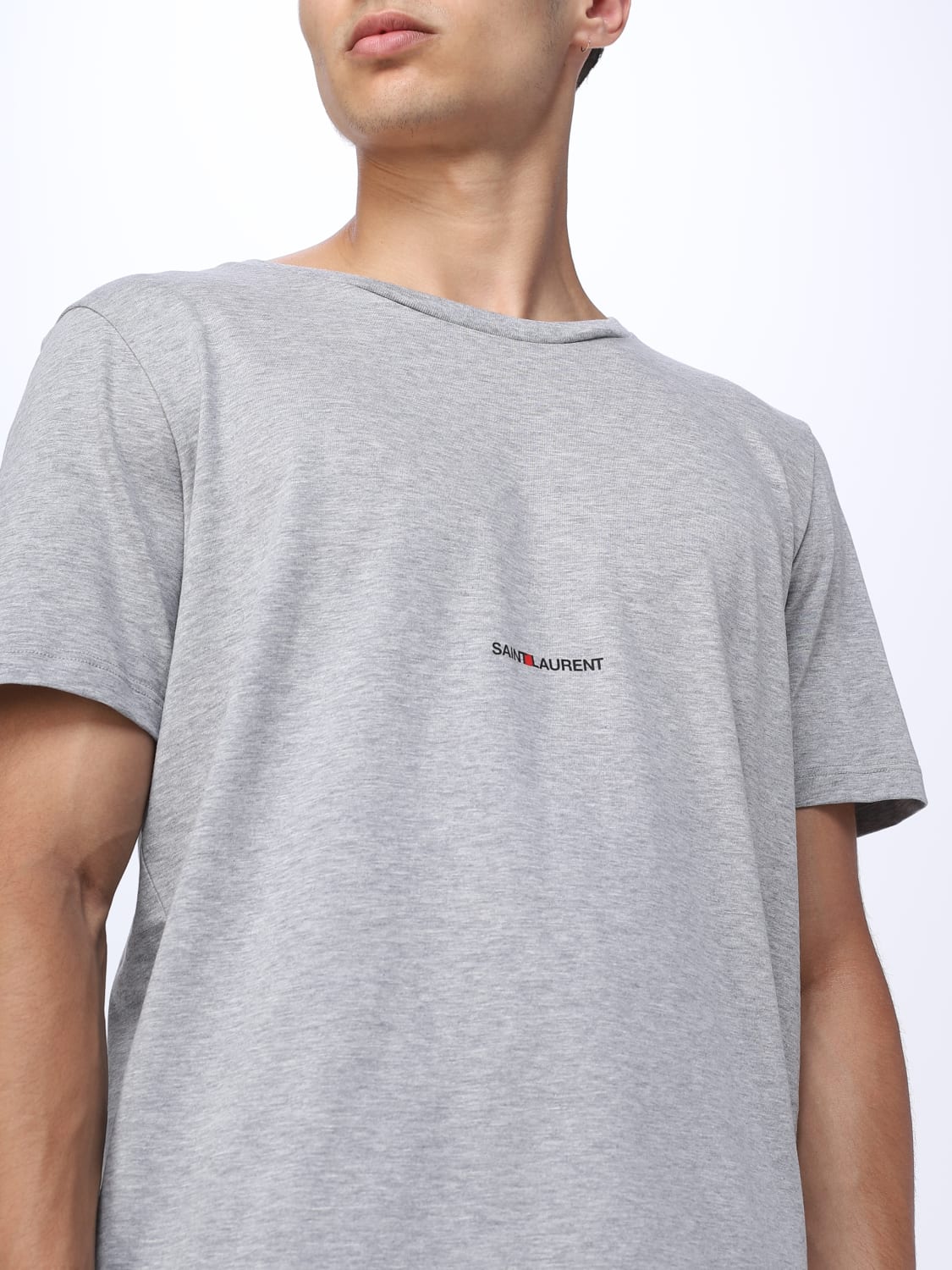 SAINT LAURENT T-SHIRT: Saint Laurent cotton t-shirt, Grey - Img 5