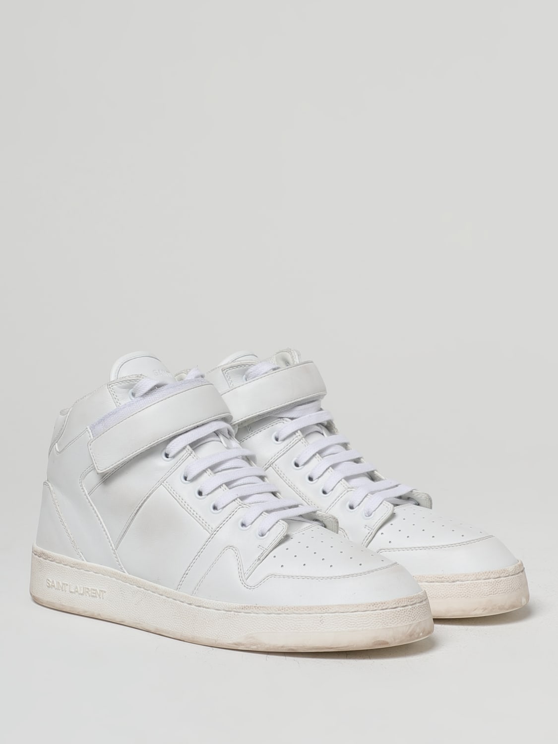 SAINT LAURENT SNEAKERS: Saint Laurent sneakers in used effect leather, White - Img 2