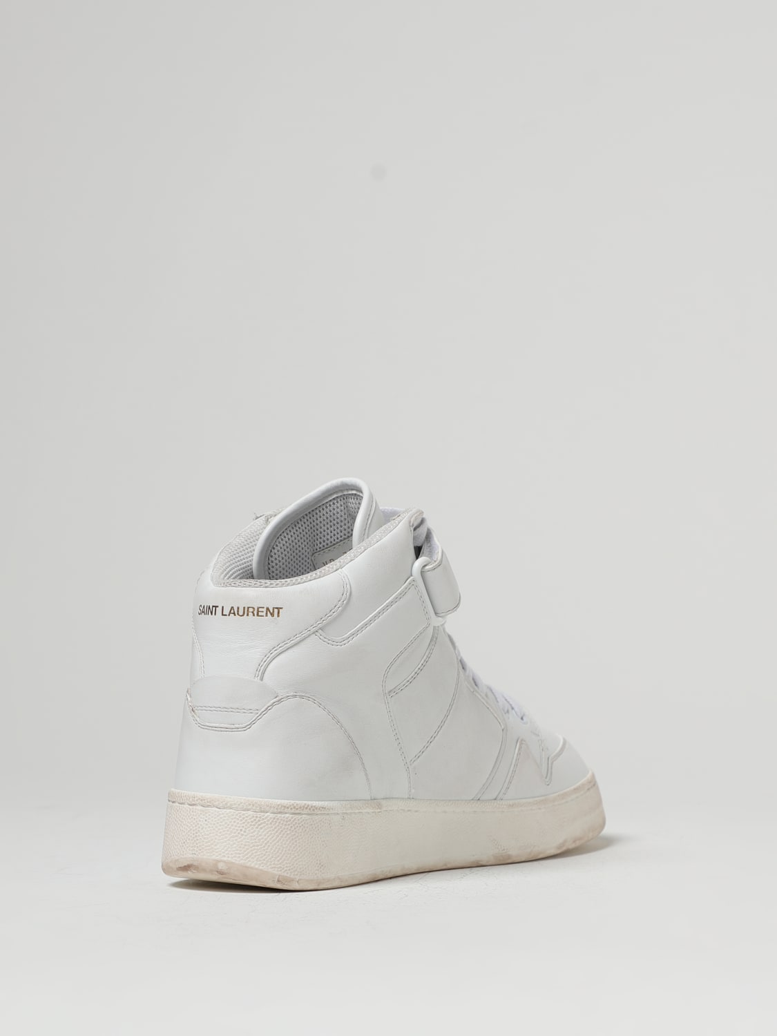 SAINT LAURENT SNEAKERS: Saint Laurent sneakers in used effect leather, White - Img 3