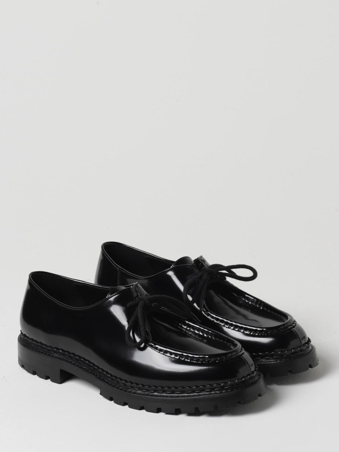 SAINT LAURENT Malo derby shoes in brushed leather Black Saint Laurent brogue shoes 687532AAAPI online at GIGLIO.COM