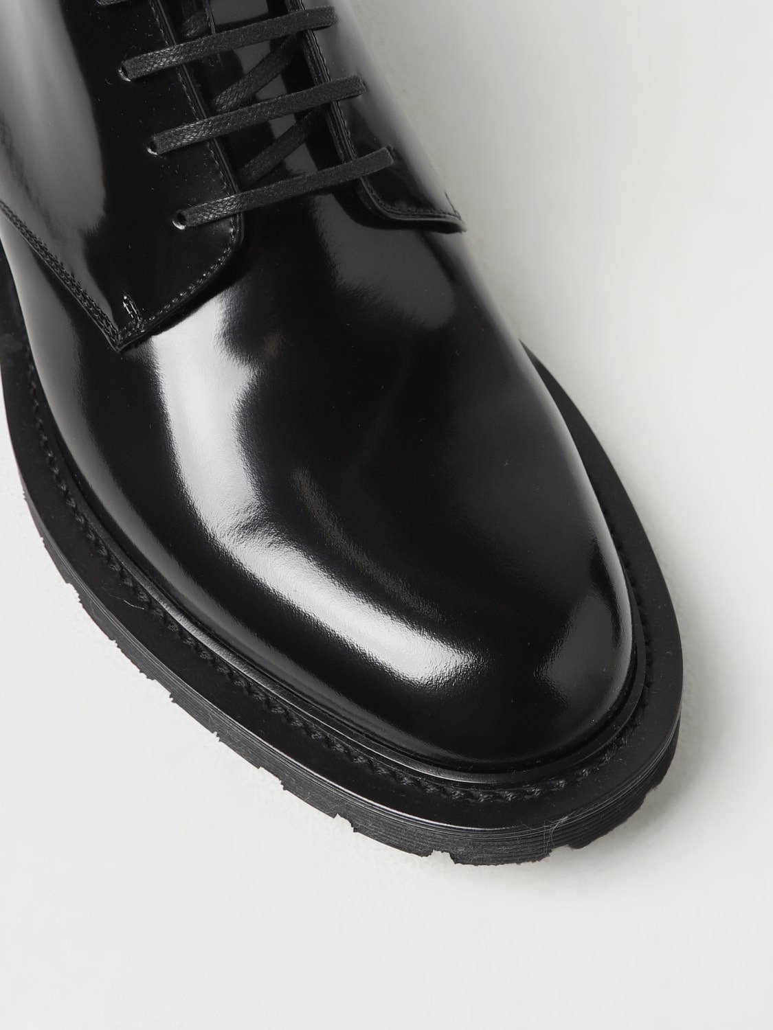 SAINT LAURENT BOOTS: Saint Laurent combat boots in brushed leather, Black - Img 4