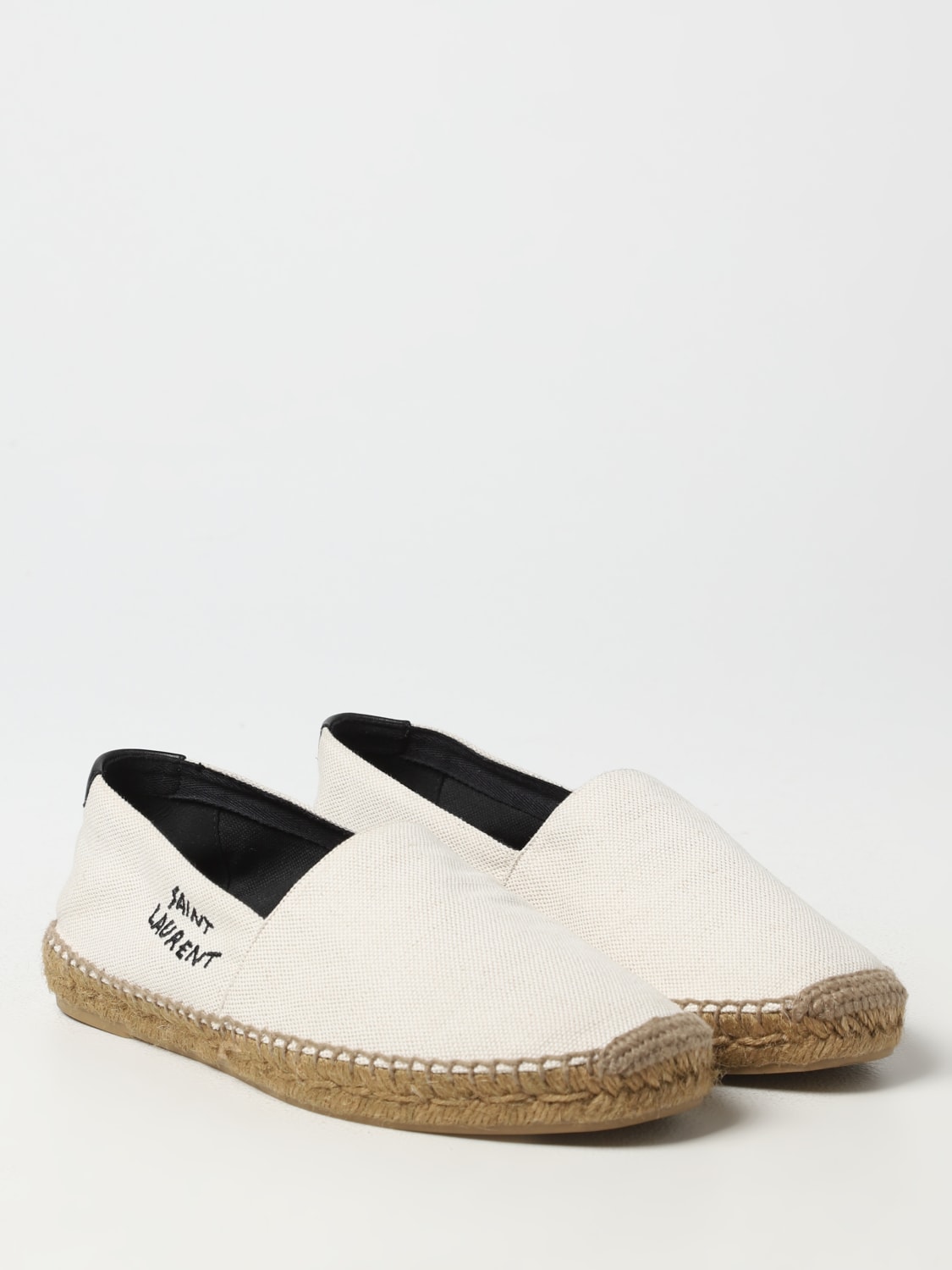 SAINT LAURENT ESPADRILLES: Saint Laurent canvas espadrilles with logo, Yellow Cream - Img 2