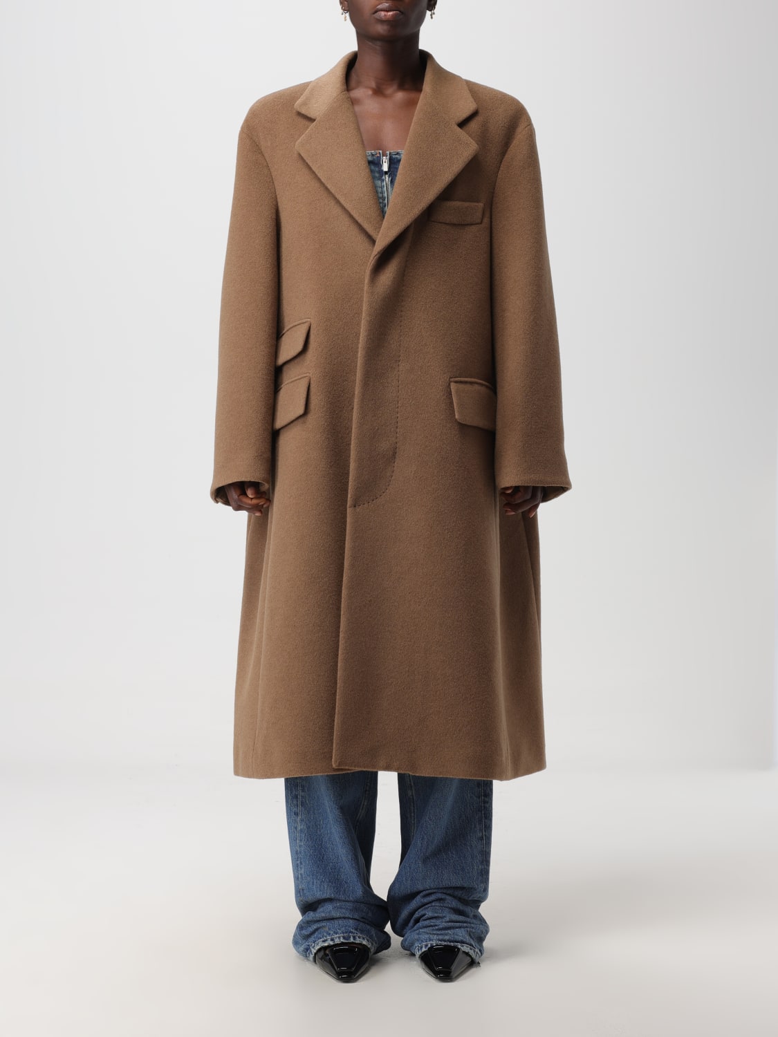 SAINT LAURENT COAT: Saint Laurent coat in wool, Camel - Img 1