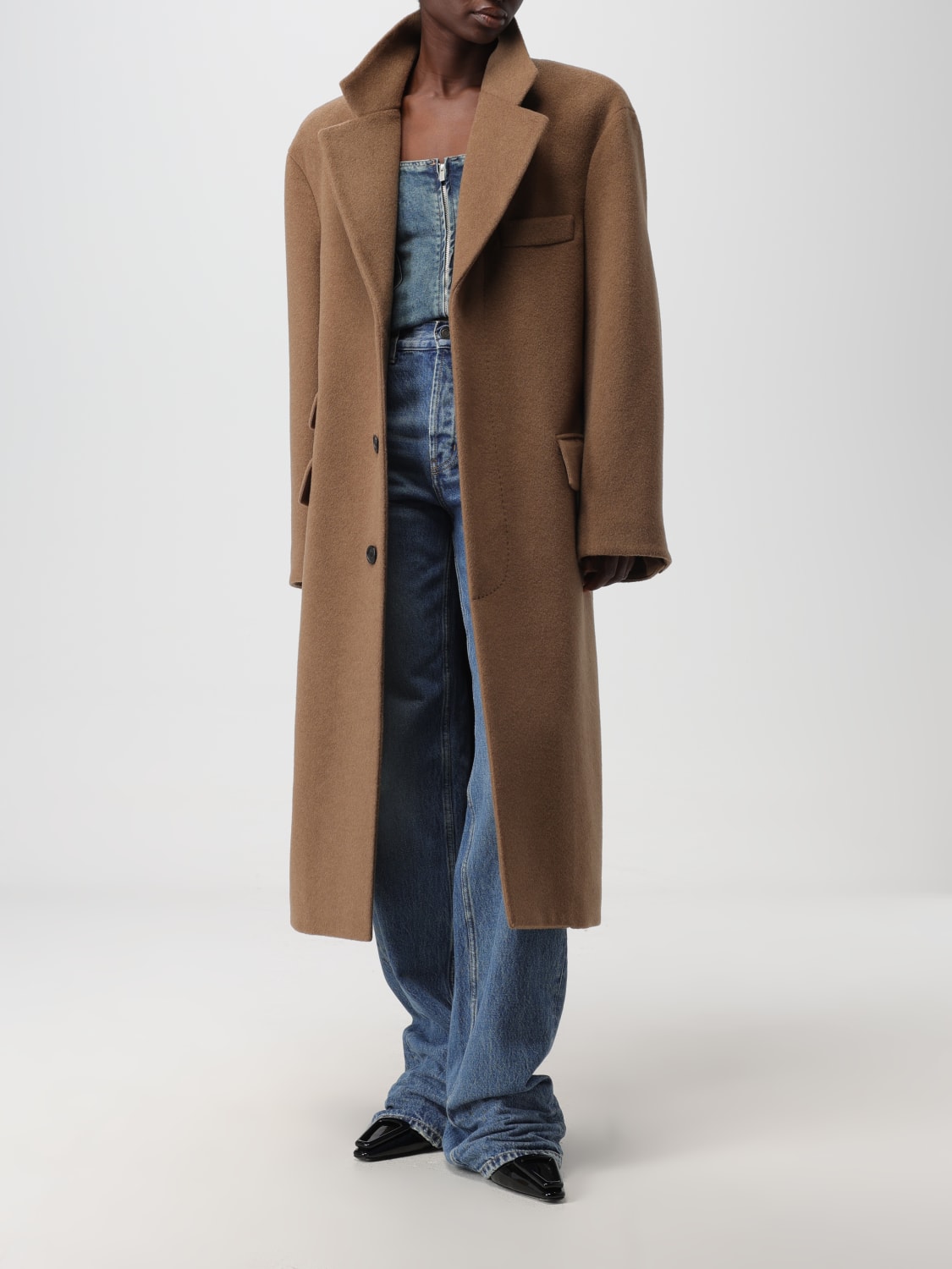 SAINT LAURENT COAT: Saint Laurent coat in wool, Camel - Img 2