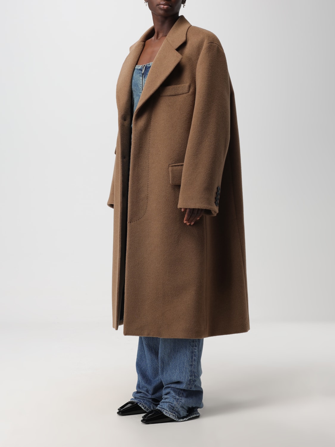 SAINT LAURENT COAT: Saint Laurent coat in wool, Camel - Img 4