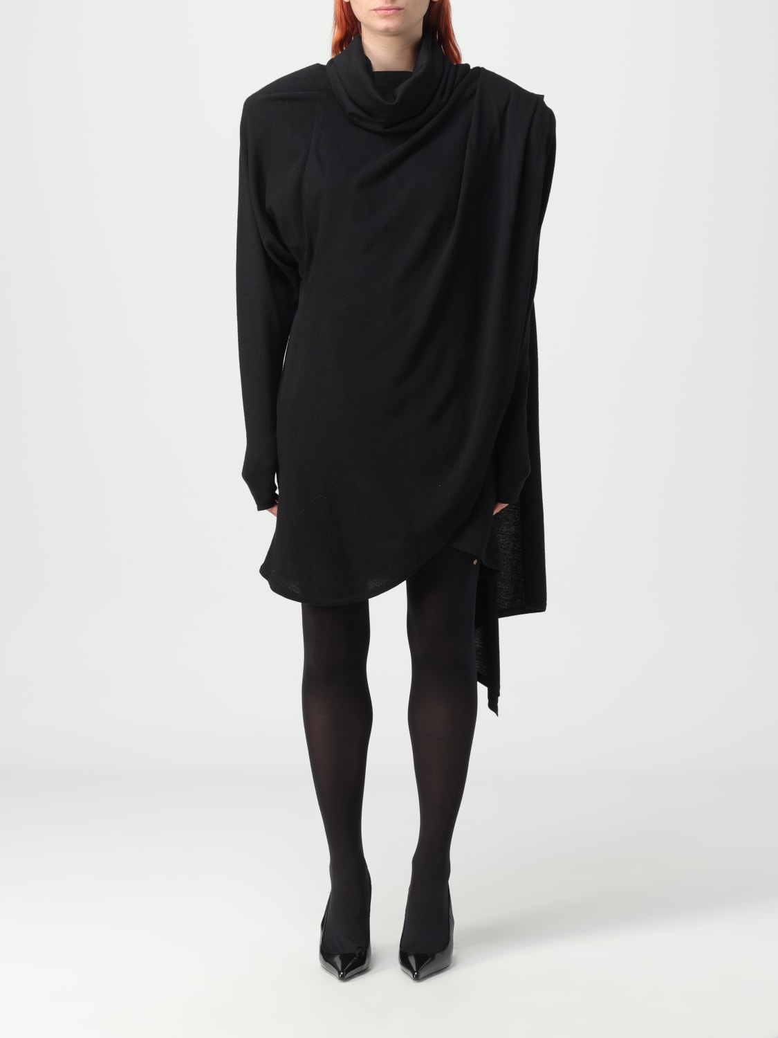 SAINT LAURENT DRESS: Saint Laurent wool dress with hood, Black - Img 1