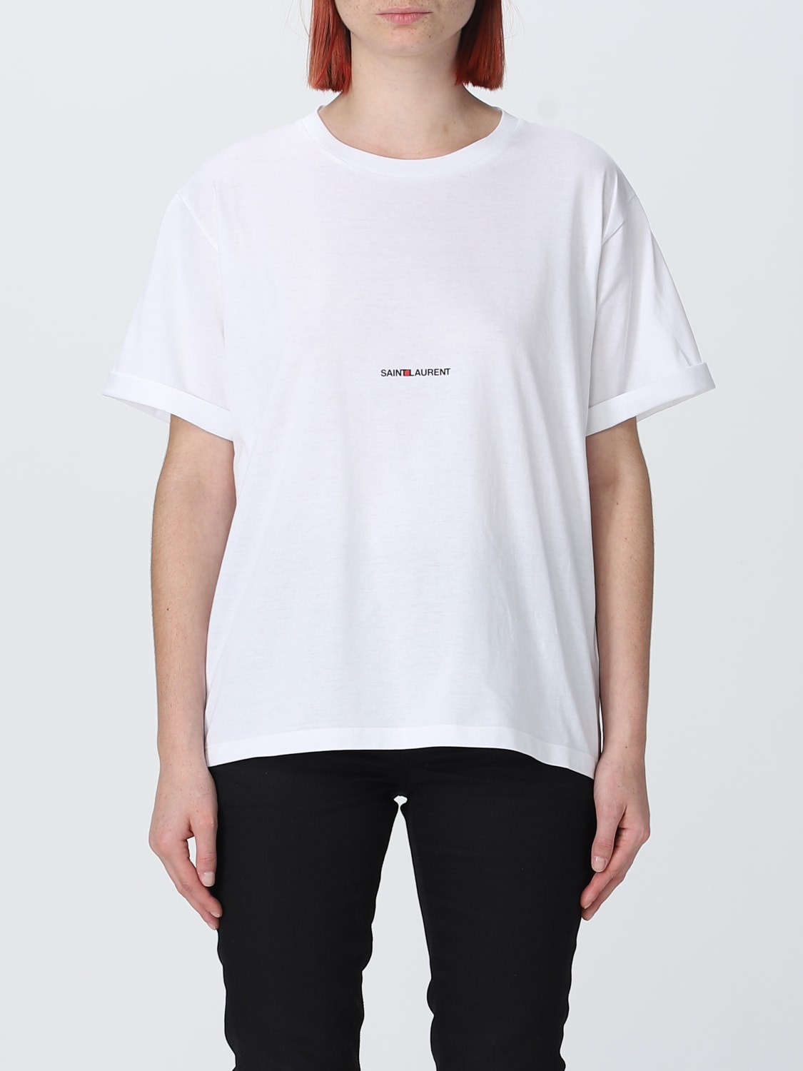 SAINT LAURENT T-SHIRT: Saint Laurent jersey t-shirt, White - Img 1