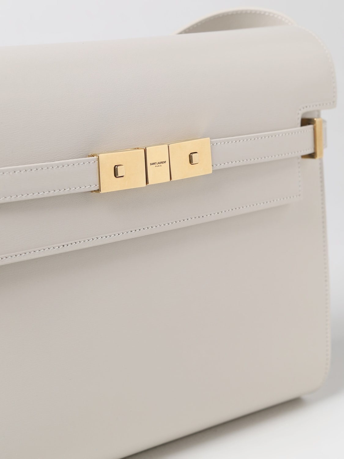 SAINT LAURENT SHOULDER BAG: Saint Laurent Manhattan bag in palmellated leather with logo, Yellow Cream - Img 3