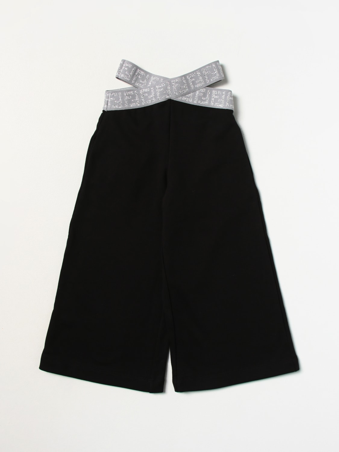 FENDI PANTS: Fendi kids pants in cotton, Black - Img 1