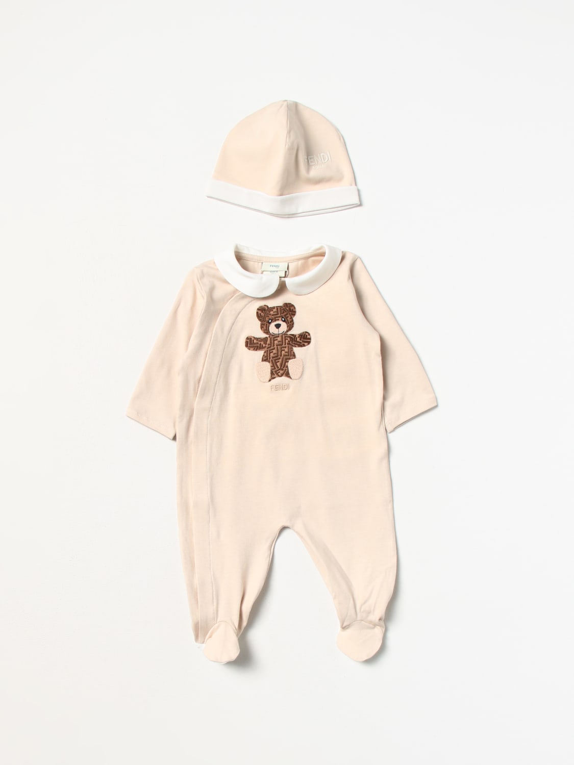 FENDI JUMPSUIT: Fendi Kids 2-piece combo in cotton, Beige - Img 1