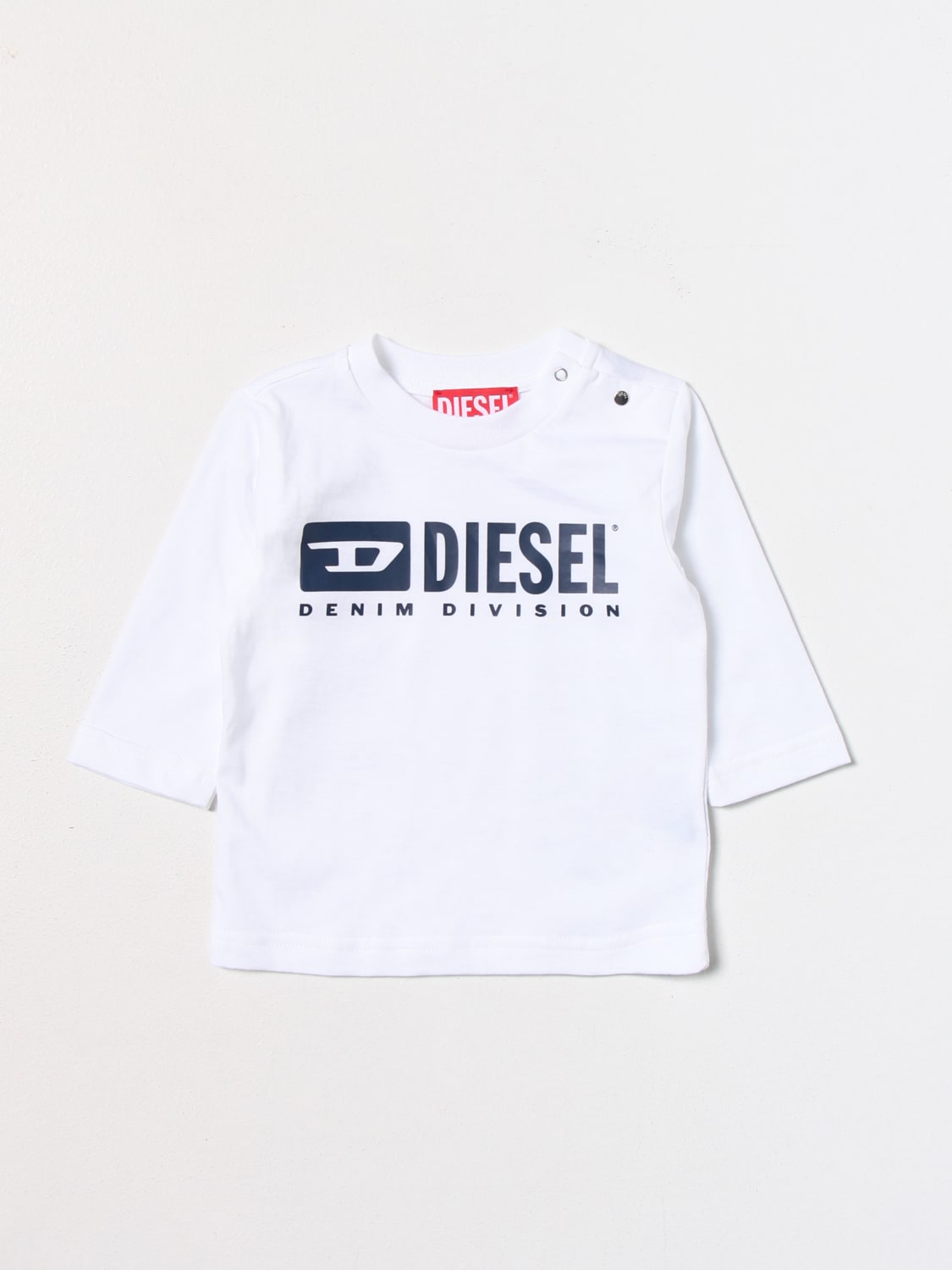 DIESEL T-SHIRT: T-shirt Diesel in cotone con logo stampato, Bianco - Img 1