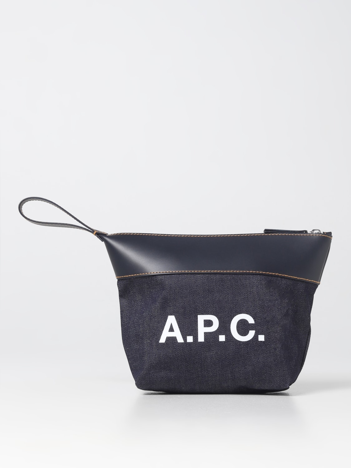 Giglio Beauty case Axel A.P.C. in denim e pelle liscia