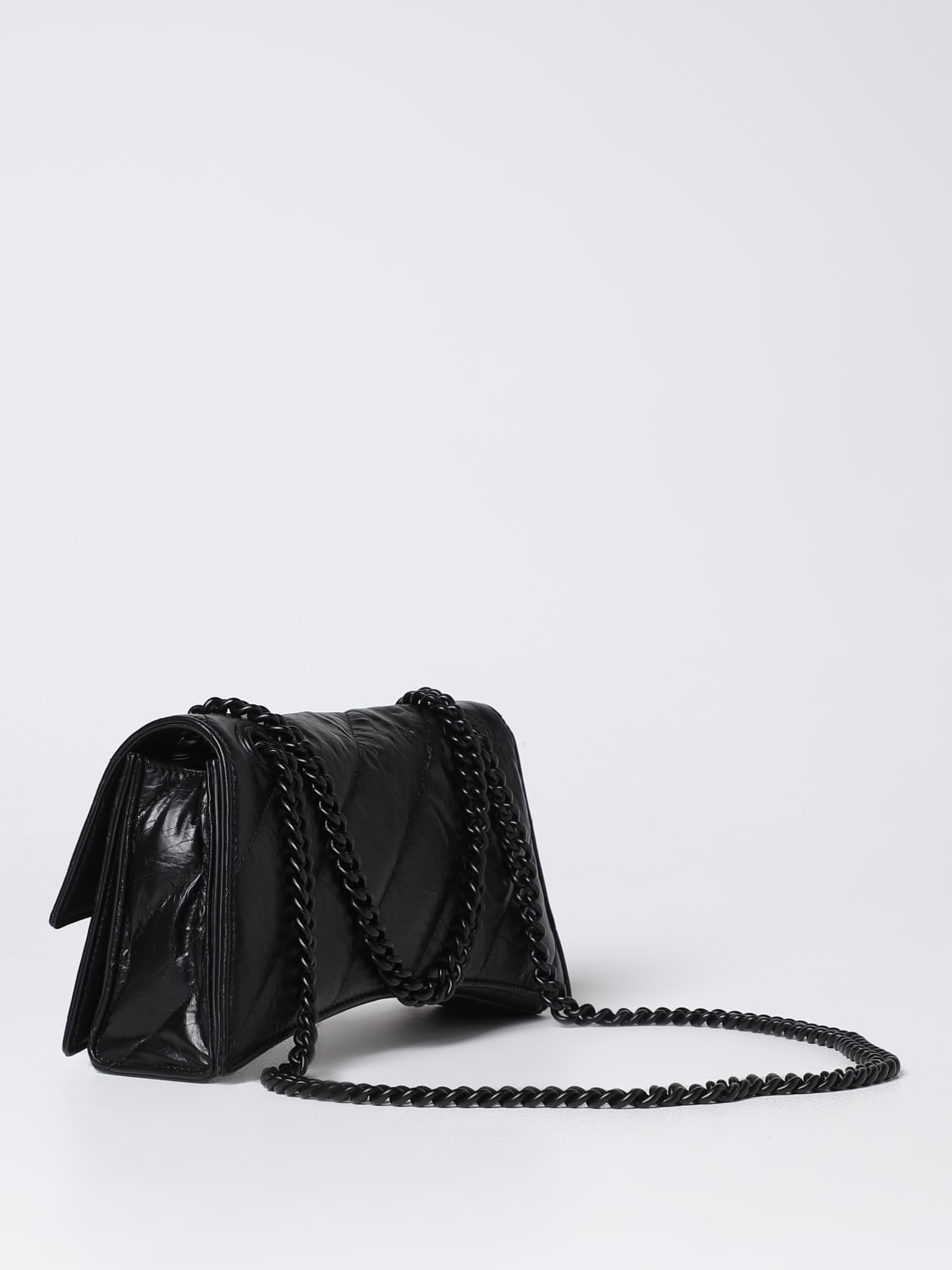 BALENCIAGA SHOULDER BAG: Balenciaga Crush bag in tumbled leather, Black - Img 2