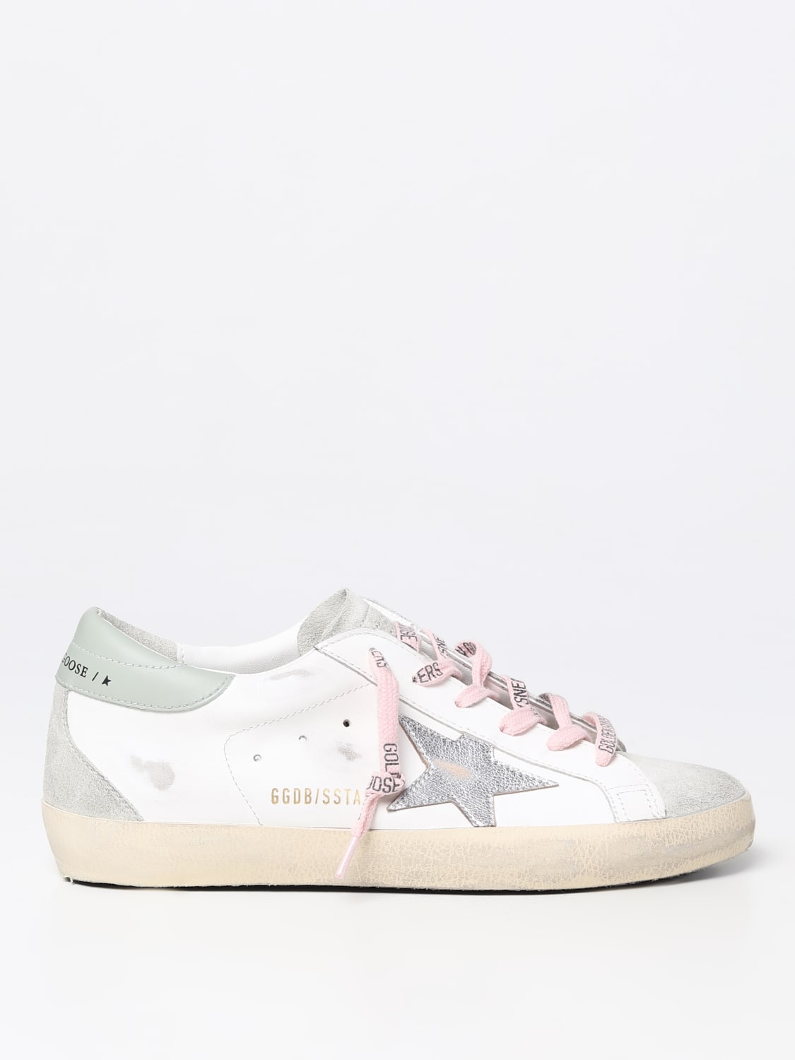 GOLDEN GOOSE: Super-Star sneakers in used leather - White | Golden ...