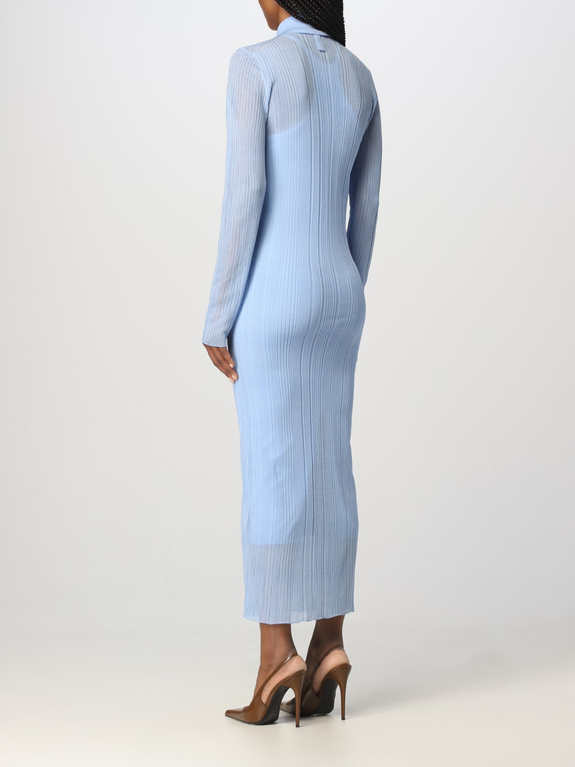 FENDI アイスブルーワンピース FENDI: silk knit dress - Sky Blue | Fendi dress FZDB66AQ42 online