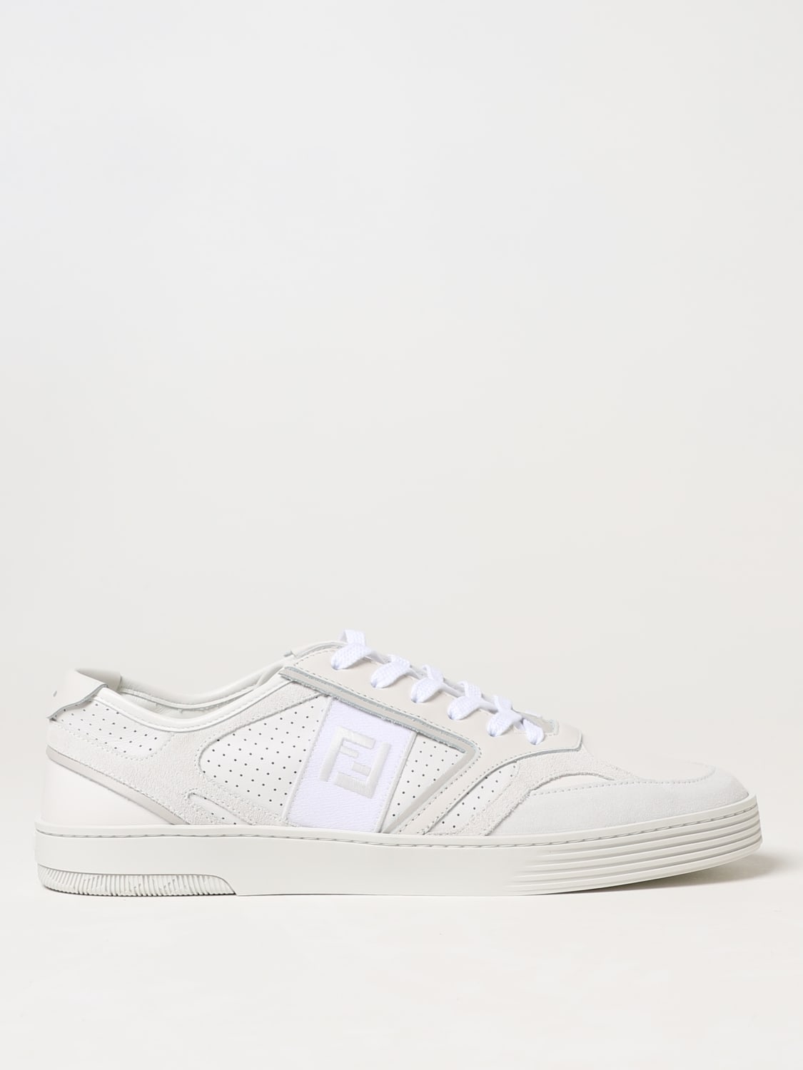 FENDI SNEAKERS: Fendi Step sneakers in leather with embroidered FF monogram, White - Img 1