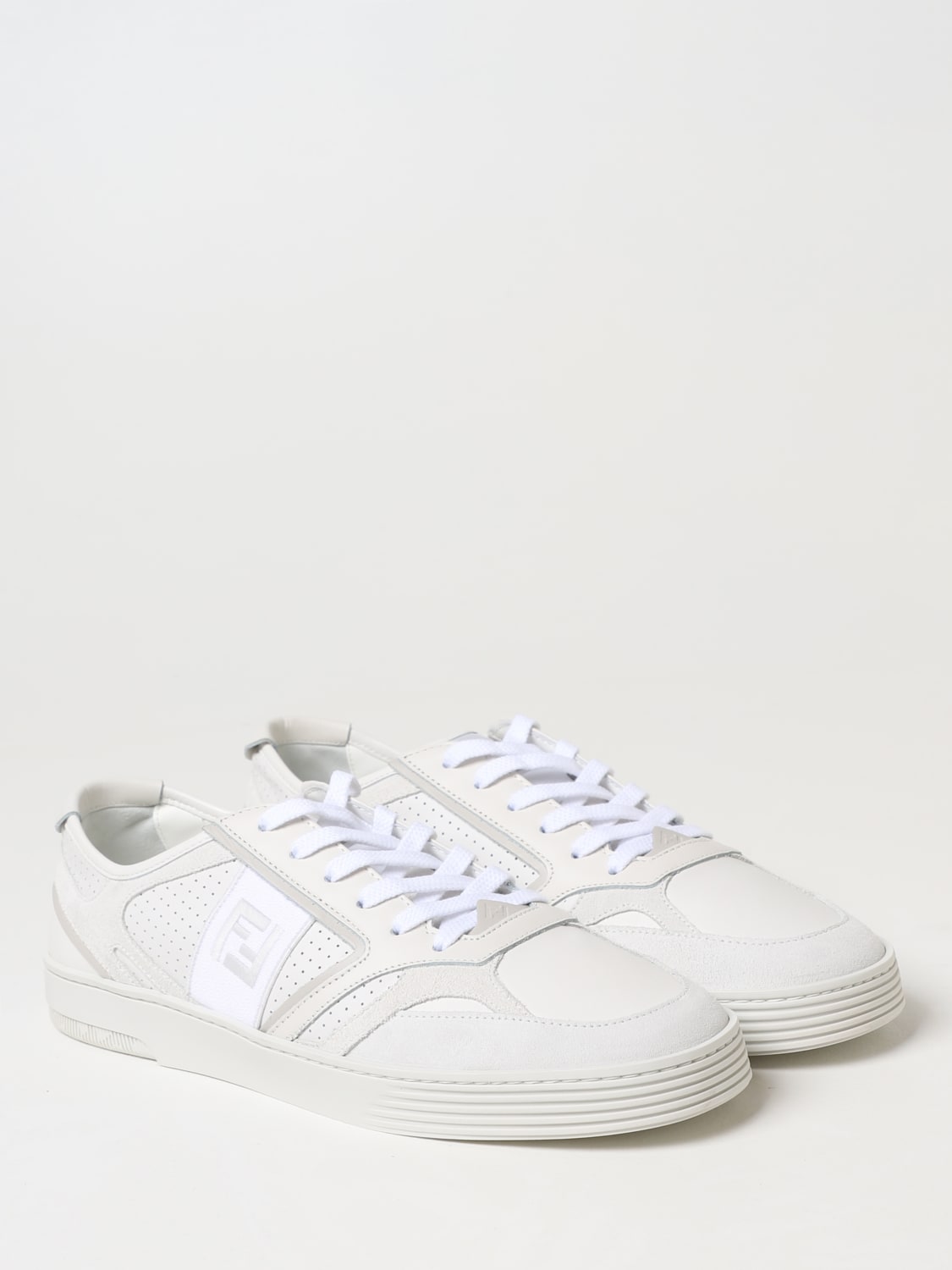 FENDI SNEAKERS: Fendi Step sneakers in leather with embroidered FF monogram, White - Img 2