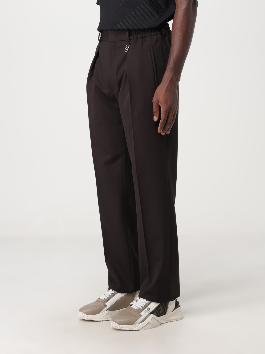 FENDI PANTS: Fendi pants in wool crêpe, Brown - Img 4