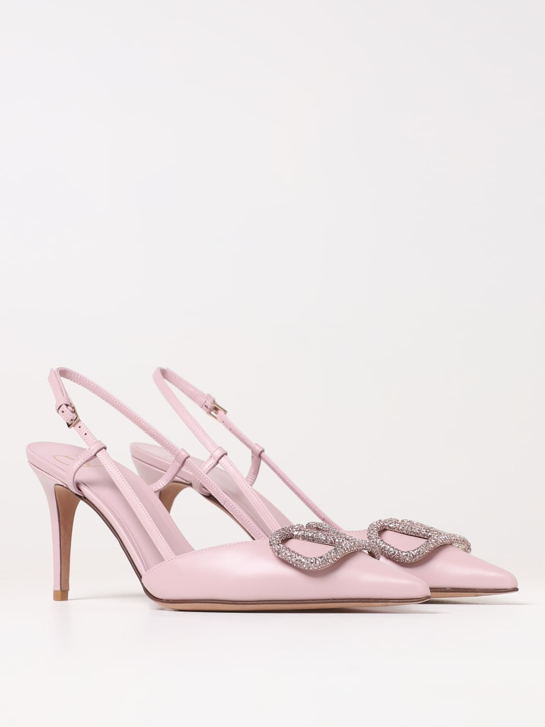 VALENTINO GARAVANI HIGH HEEL SHOES: Valentino Garavani VLogo Signature slingback in leather with rhinestones, Pink - Img 2