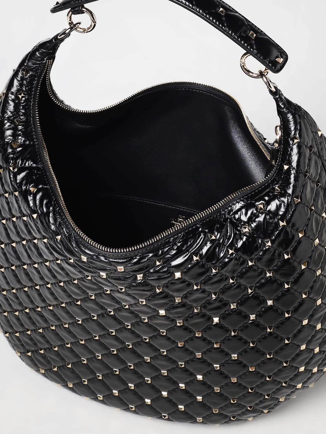 VALENTINO GARAVANI SHOULDER BAG: Valentino Garavani Rockstud Spike bag in quilted nappa with studs, Black - Img 4