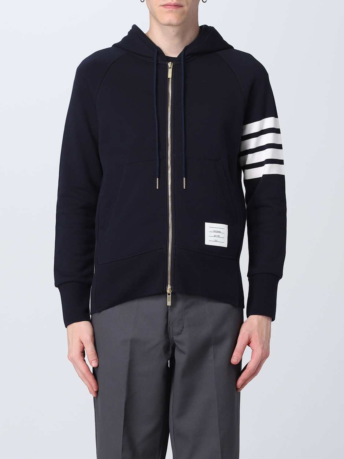 THOM BROWNE: cotton sweatshirt - Navy | Thom Browne