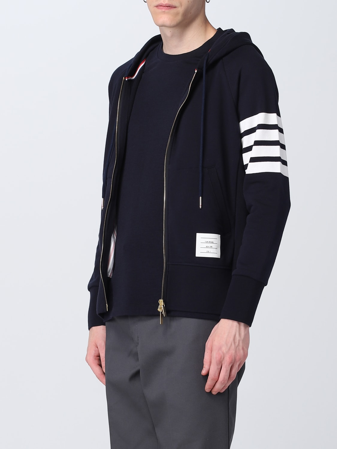 Tシャツ・カットソー THOM BROWNE Men Hoodies MJT021H00535 461 NAVY Classic Loopback 4 Bar Sweatshirt | Thom Browne