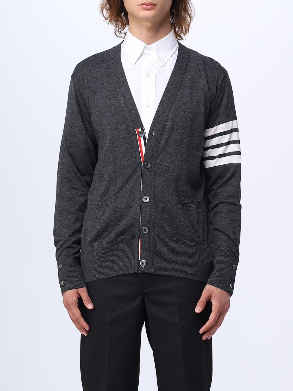 THOM BROWNE SWEATER: Thom Browne wool cardigan, Grey - Img 1