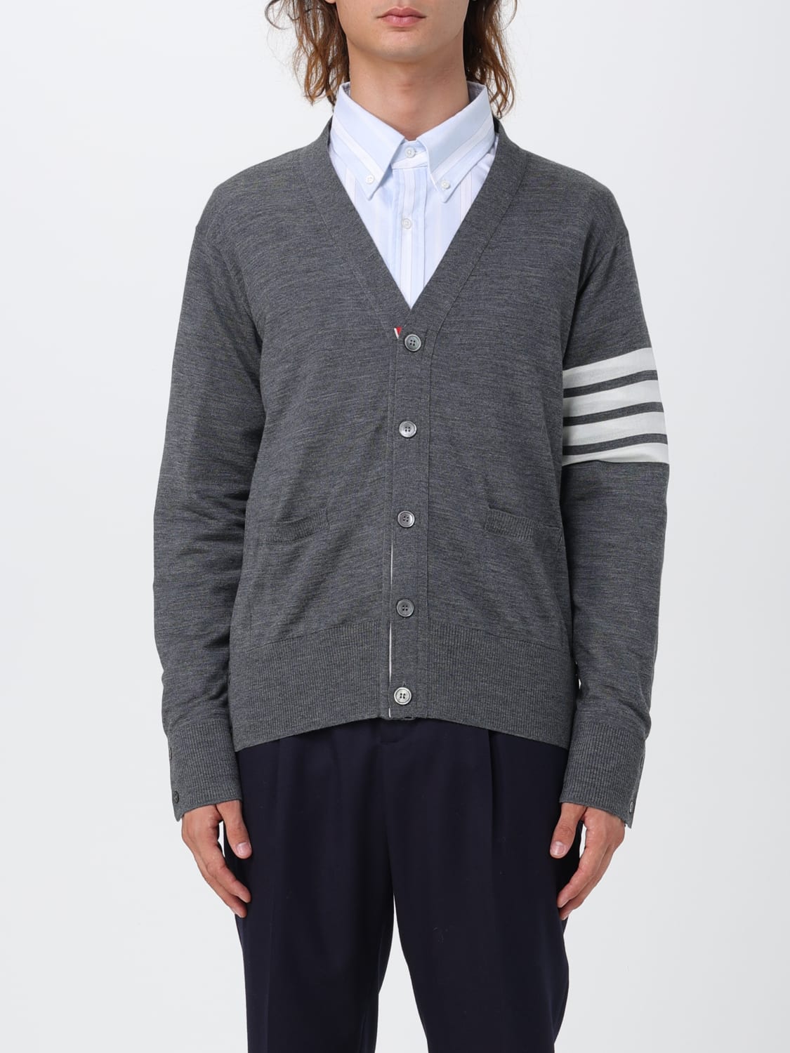 THOM BROWNE SWEATER: Thom Browne wool cardigan, Grey 1 - Img 1