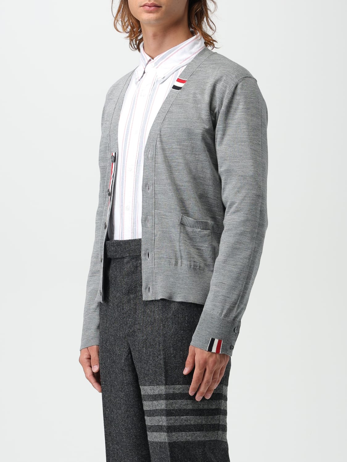 THOM BROWNE CARDIGAN: Thom Browne cardigan in wool blend, Grey - Img 4