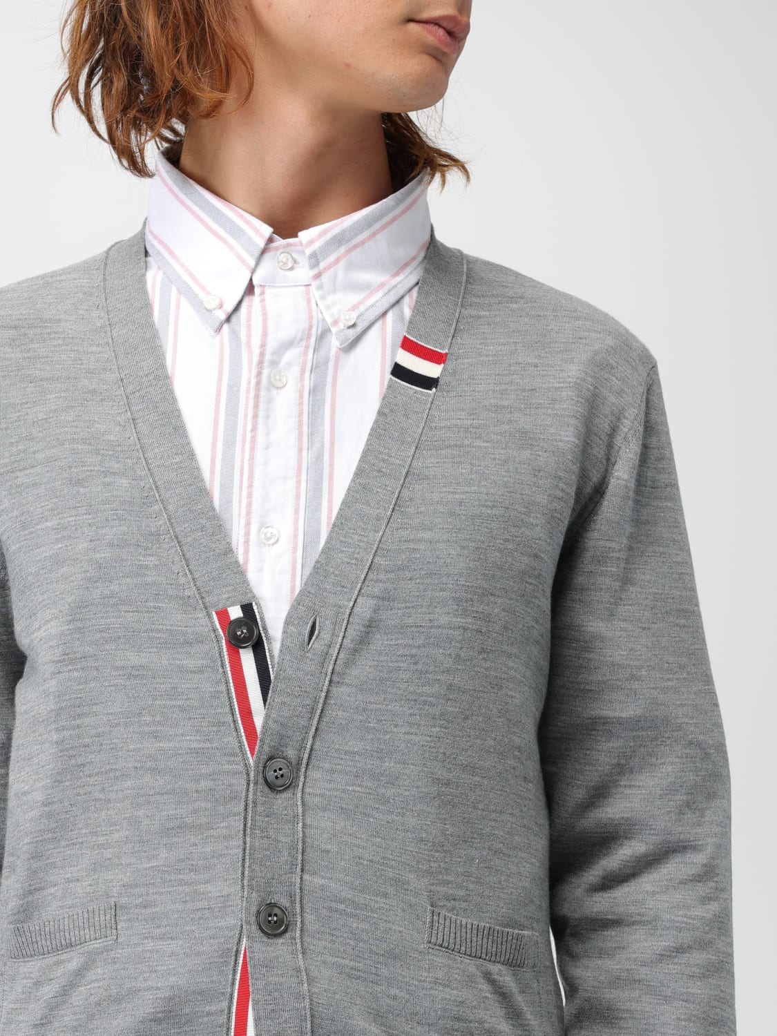 Thom Browne Outlet: cardigan in wool blend - Grey | Thom Thom Browne Outlet: cardigan in wool blend - Grey | Thom