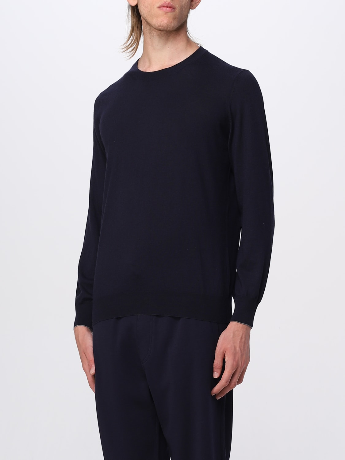 BRUNELLO CUCINELLI SWEATER: Brunello Cucinelli pullover in virgin wool and cashmere, Navy - Img 4