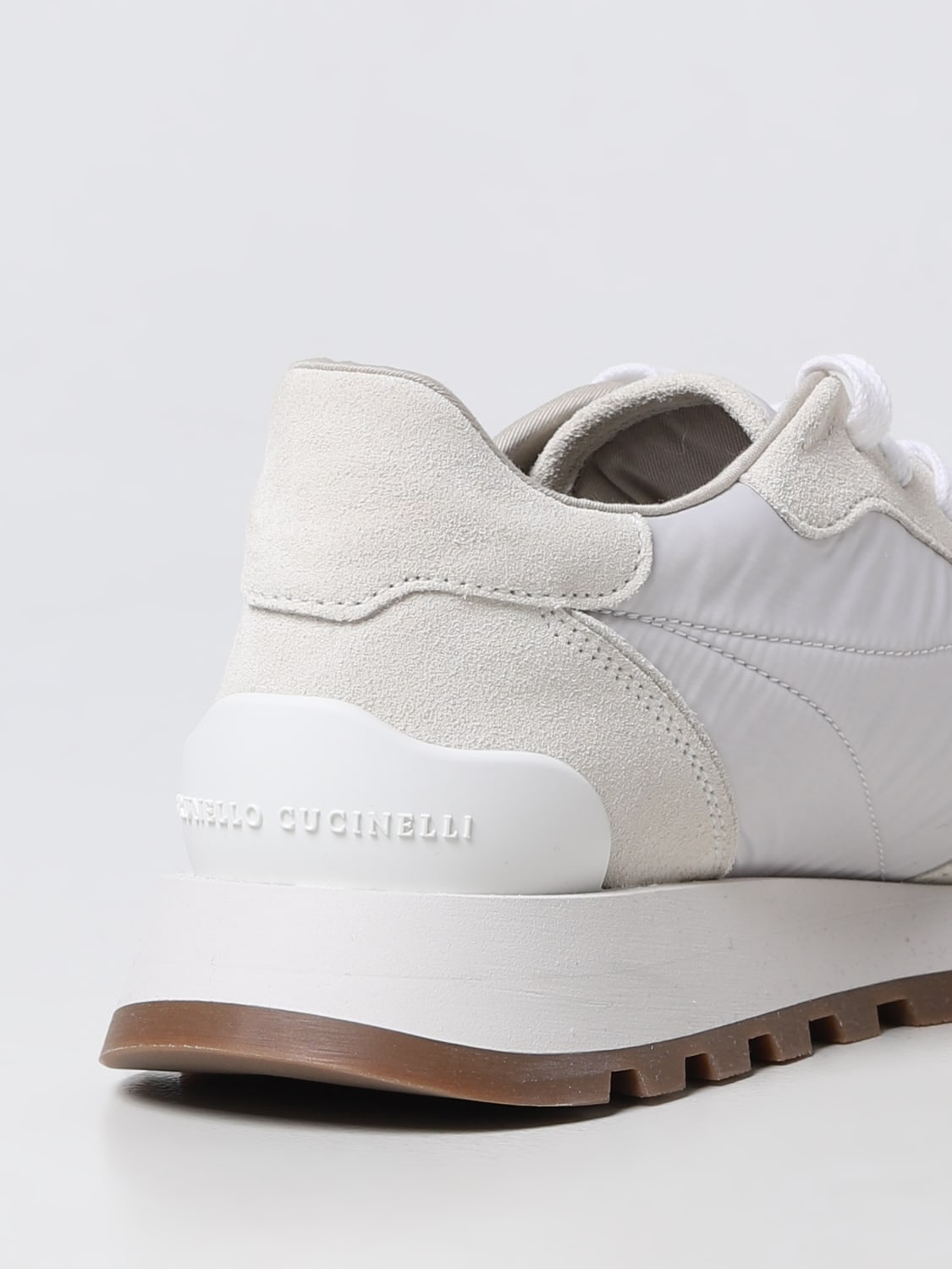 BRUNELLO CUCINELLI SNEAKERS: Brunello Cucinelli sneakers in nylon and suede with monili, White - Img 3