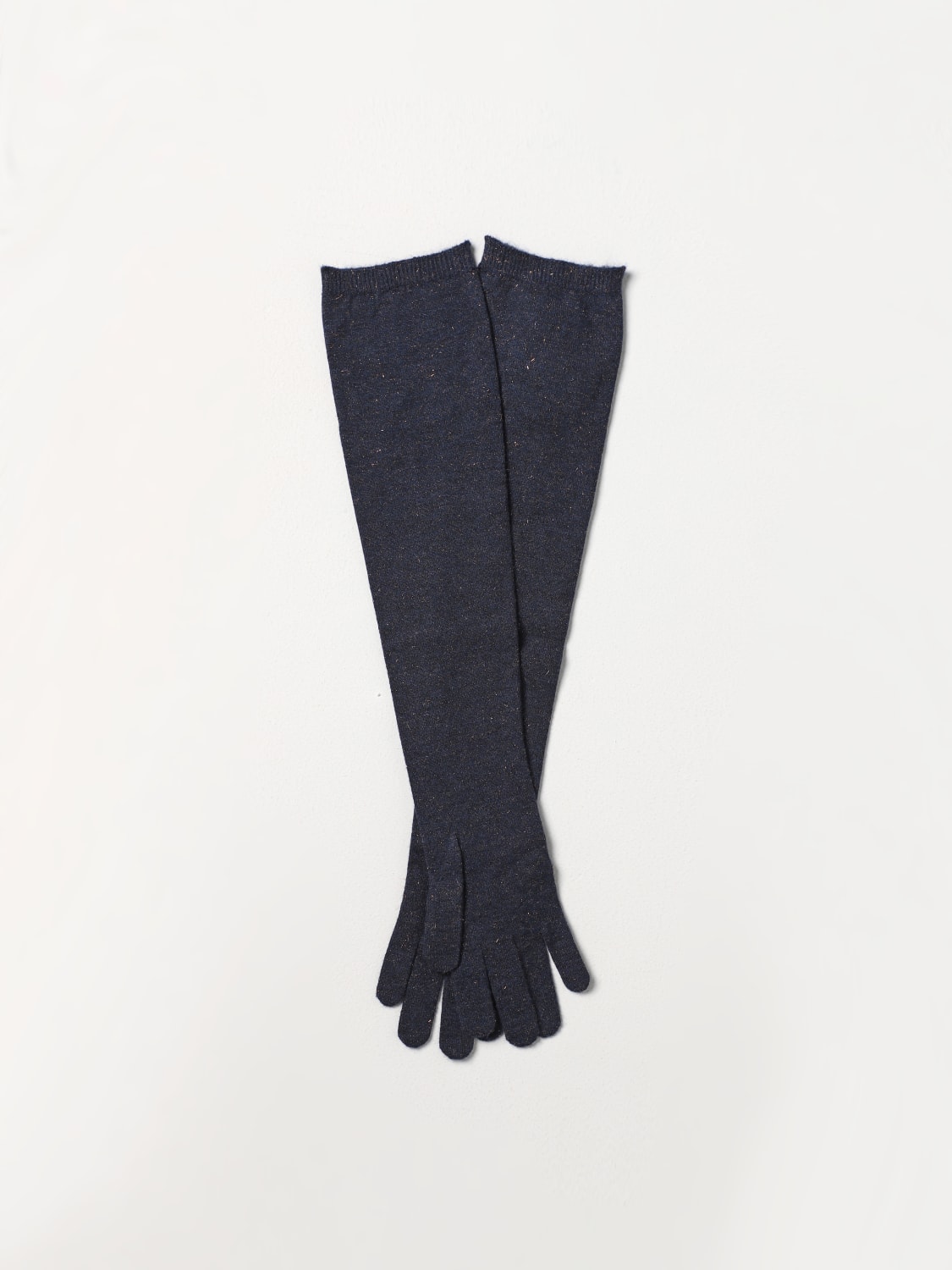 BRUNELLO CUCINELLI GLOVES: Brunello Cucinelli long gloves in cashmere and lurex, Blue - Img 1