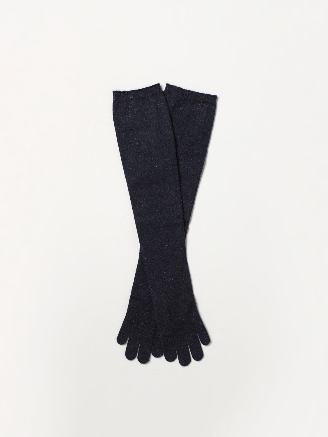 BRUNELLO CUCINELLI GLOVES: Brunello Cucinelli long gloves in cashmere and lurex, Blue - Img 2