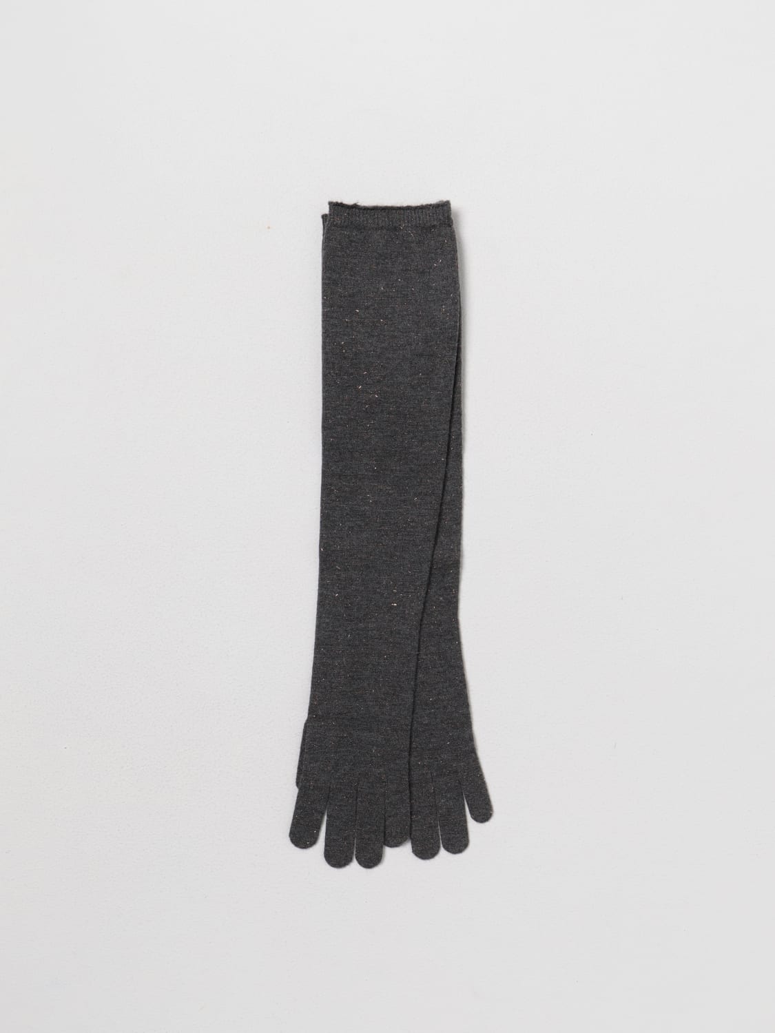 BRUNELLO CUCINELLI GLOVES: Brunello Cucinelli long gloves in cashmere and lurex, Charcoal - Img 1