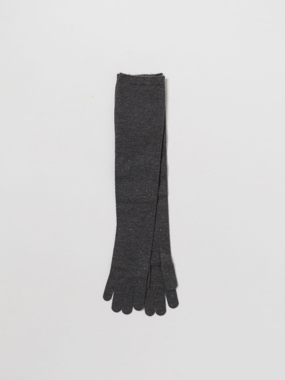 BRUNELLO CUCINELLI GLOVES: Brunello Cucinelli long gloves in cashmere and lurex, Charcoal - Img 2