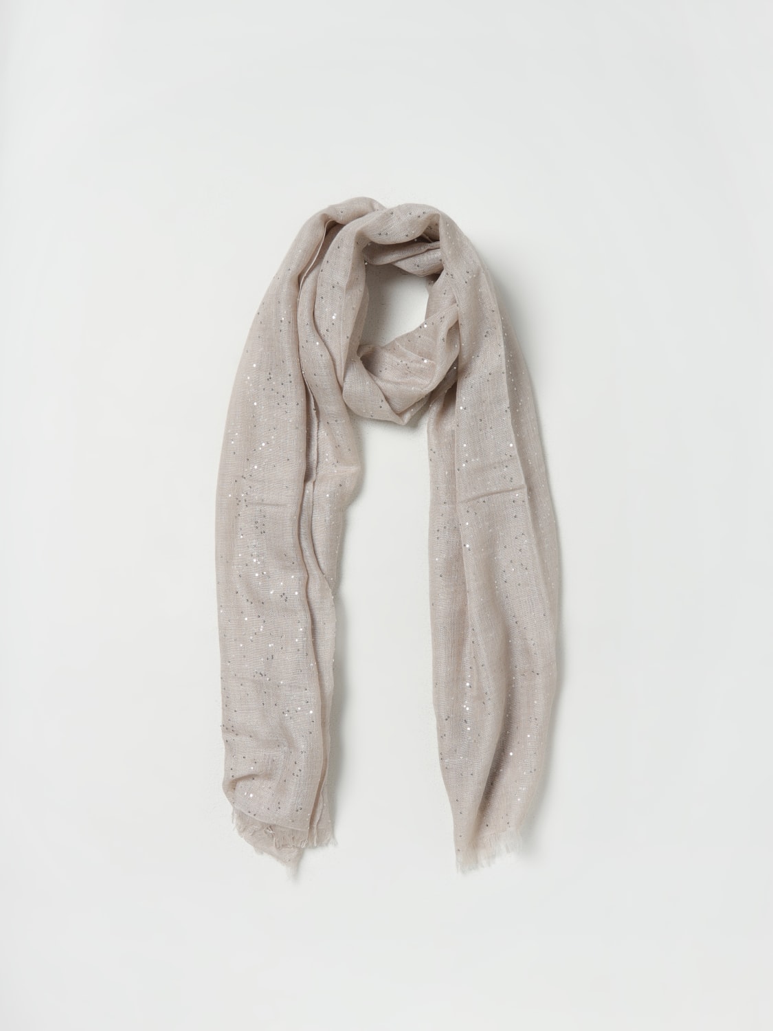 BRUNELLO CUCINELLI: scarf in cashmere and silk - Beige
