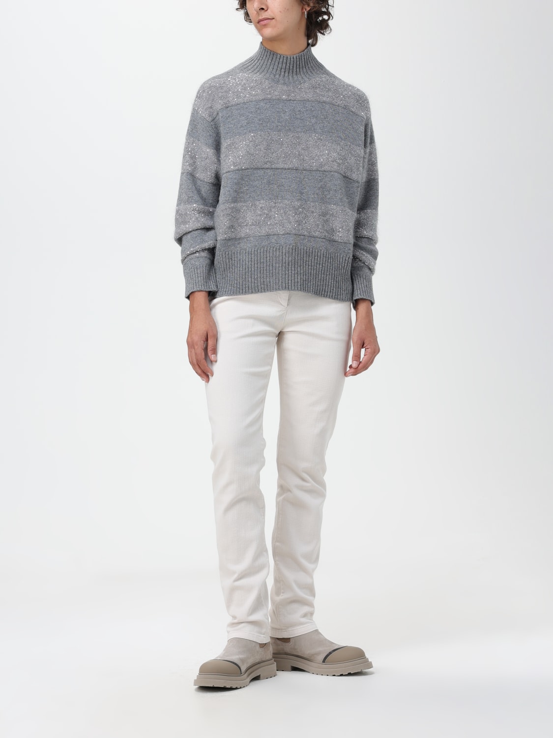 BRUNELLO CUCINELLI PULLOVER: Pullover damen Brunello Cucinelli, Grau - Img 2