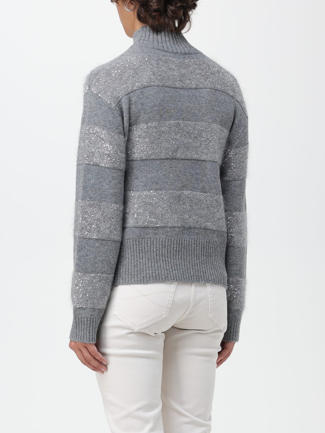 BRUNELLO CUCINELLI PULLOVER: Pullover damen Brunello Cucinelli, Grau - Img 3