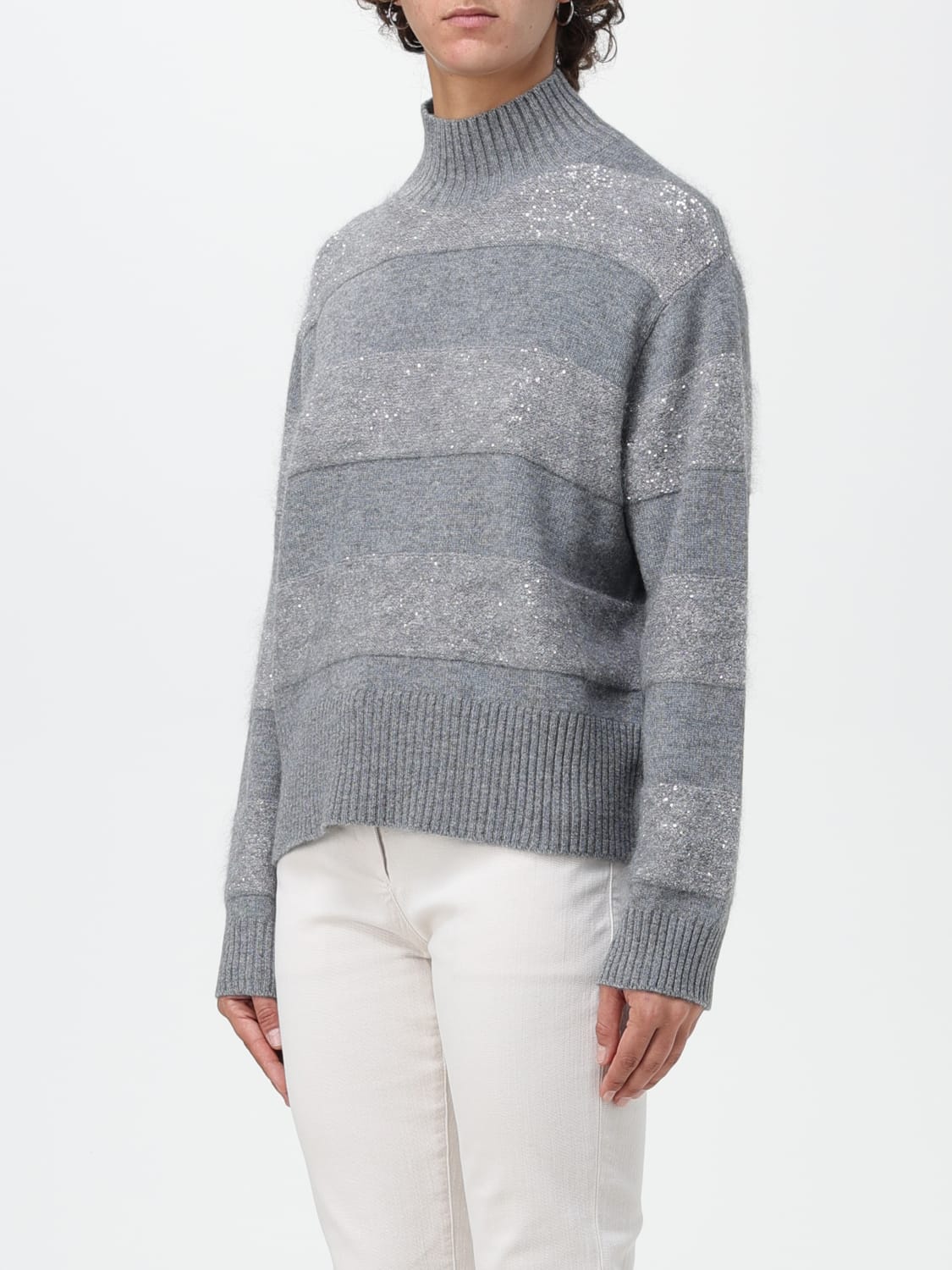 BRUNELLO CUCINELLI PULLOVER: Pullover damen Brunello Cucinelli, Grau - Img 4